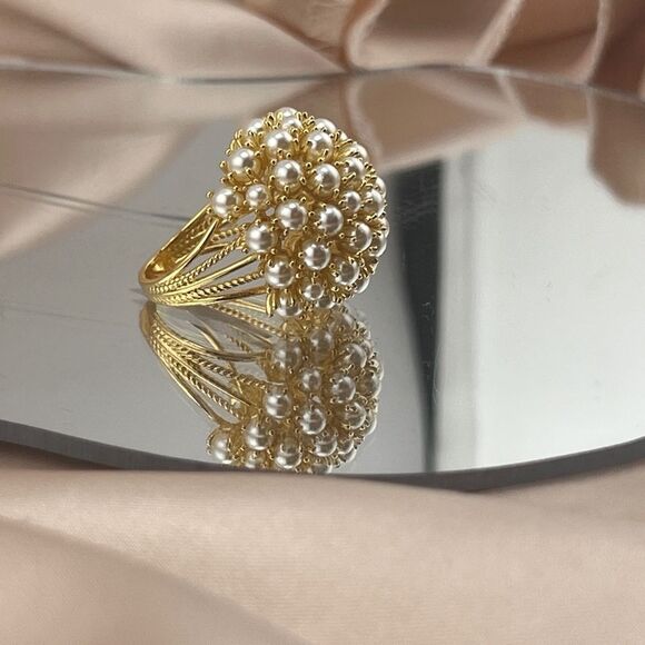 Golden Blossom Pearl Cluster Ring - Picture 6 of 10